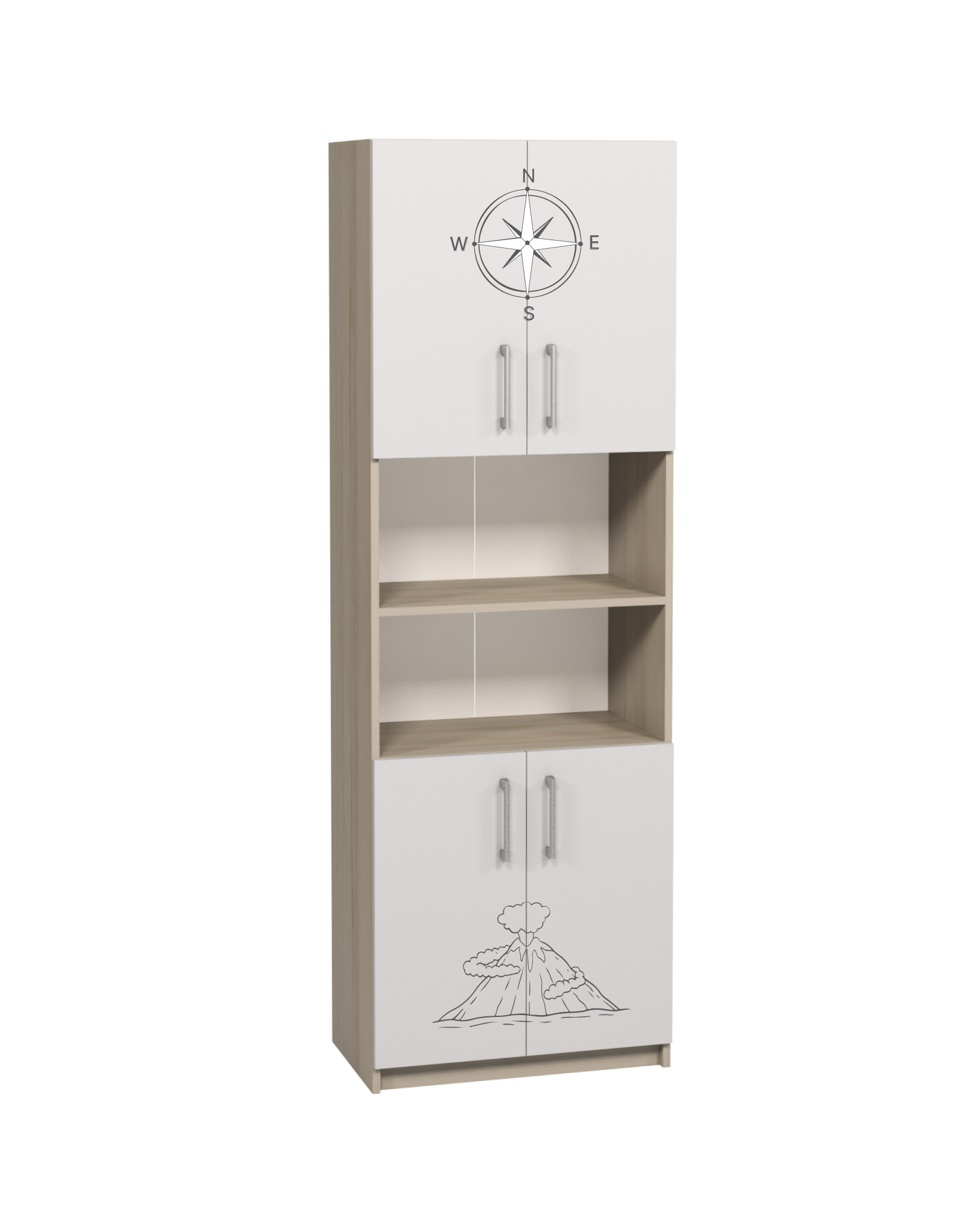 Шафа 4-х дверна з фотодруком, напівзакрита, для облаштування кабінетів географії, АЛМАНТ, 702х405х2115 мм.